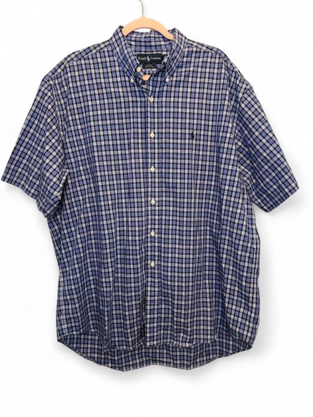 Polo by Ralph Lauren Navy and White Plaid Short-Sleeve Button-Down Shirt